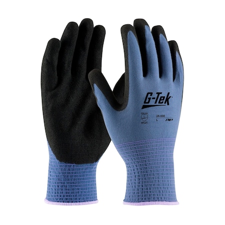 Pip Coated Gloves, Nylon, Nitrile, Black, M 12 PK 34-500/M